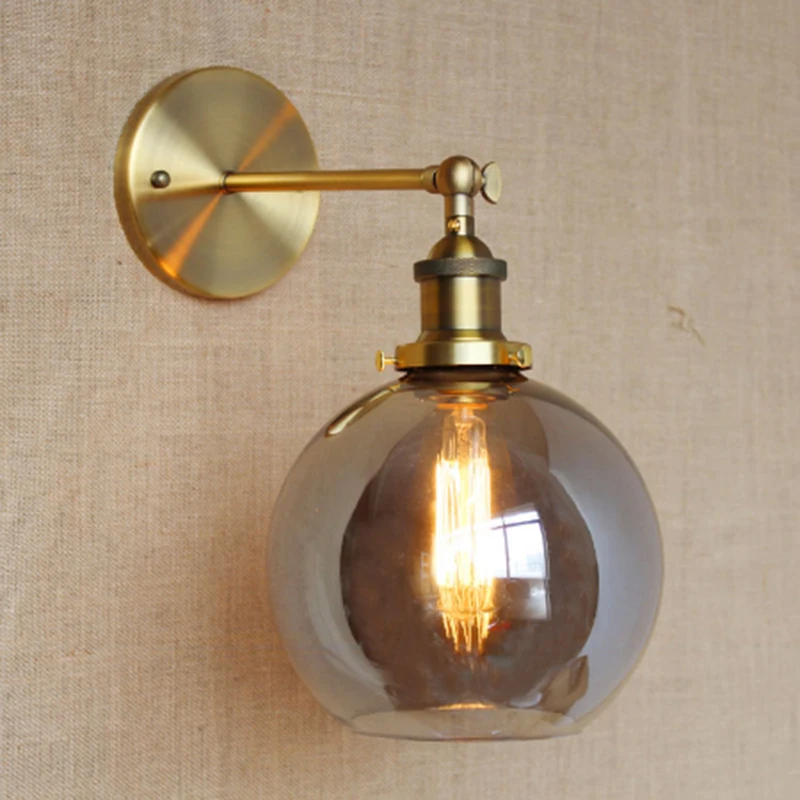 American Vintage Wall Lamps Glass Ball Retro Loft Wall Sconces Bedroom Living Room Hallway Light Fixtures Arandela De Parede