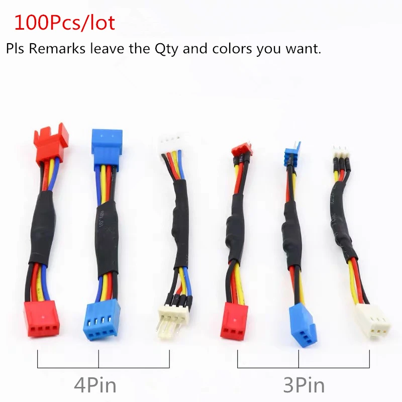 100P Fan Resistor Cable 3/4 Pin Male to 3/4Pin Female Connector Reduce PC CPU Fan Speed Noise Extension Resistor Slow down Cable