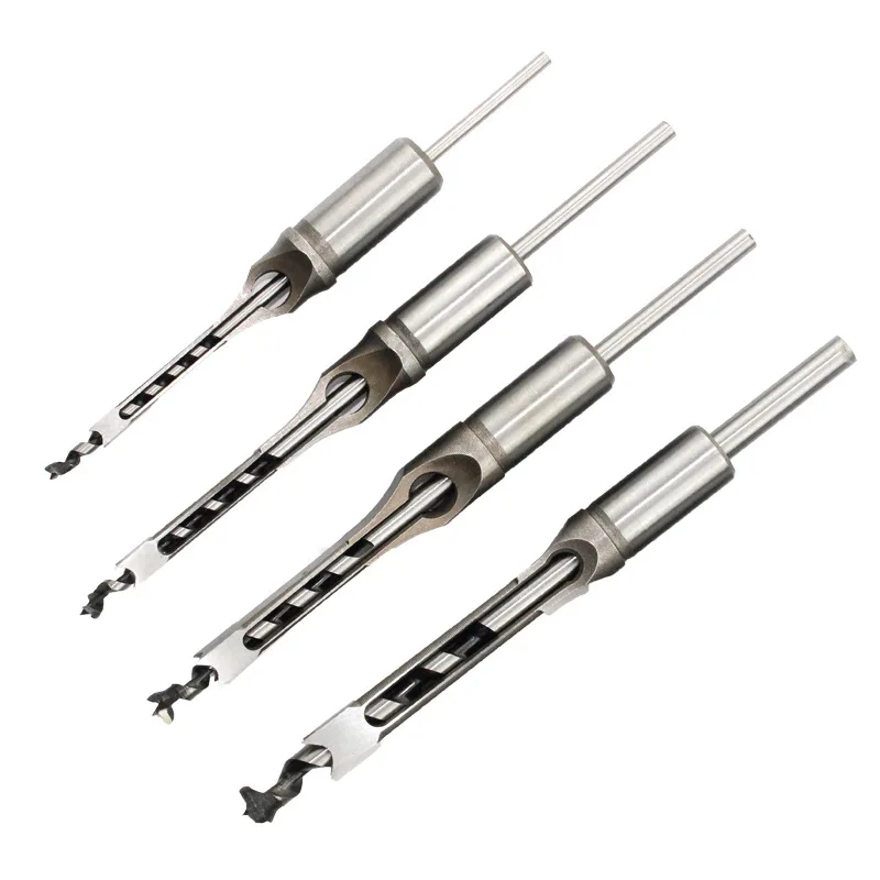 

4Pcs/Set 6/8/9.5/10mm HSS Twist Drill Bit Square Auger Mortising Chisel Drill Set Square Extended Saw Woodworking Drill Tools