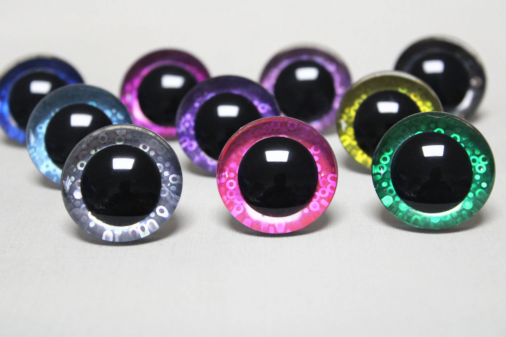 Masckaszem Augen Neuer Stil 20 Stück Niedliche 25mm Klare Asymmetrische 3D Komische Runde Glitzer-Spielzeugaugen mit Hartem Unterlegscheiben – Detail 40