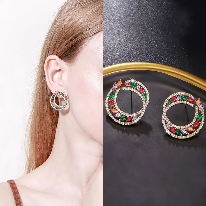 

EYER 2021 New Summer Shiny Crystal Cubic Zirconia Earrings Woman Pendant Earrings Big Earrings for Women Party Wedding Jewelry