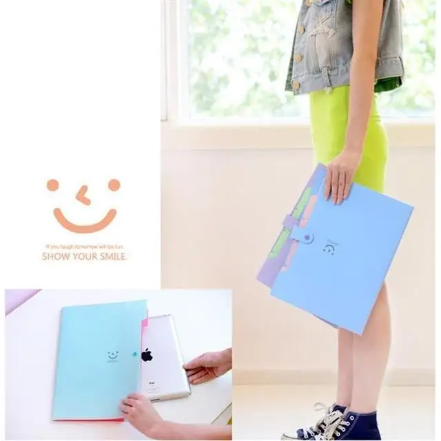 5 Into Plastic File Folders Package A4 Multi-layer Folder Business Multi-function Document Package PP File Bag office stationery