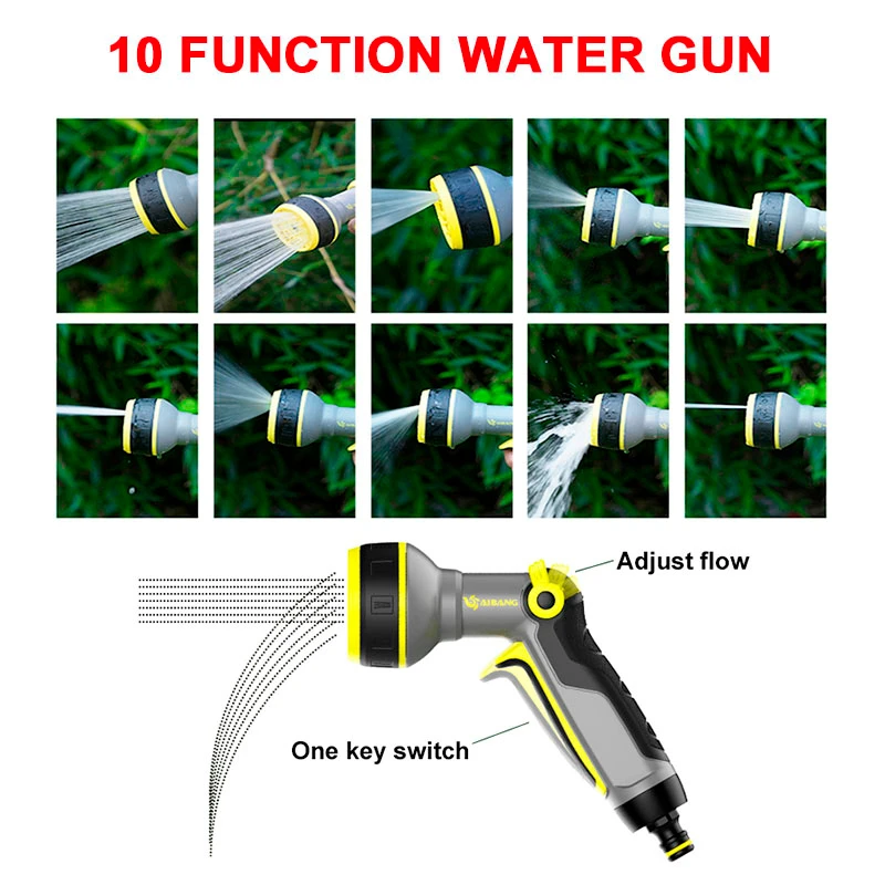 Spray Lawn High Pressure Water Gun For Garden Washing Car Durable Hand-held Tools Watering Multi-function For 10 Spray Modes