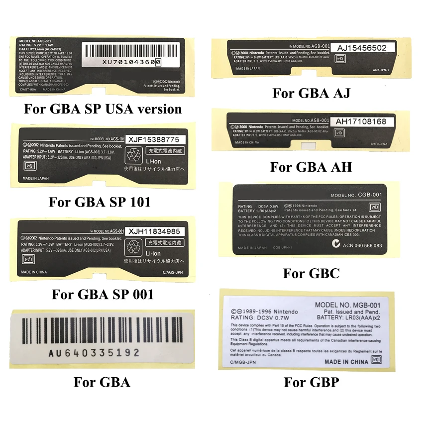 JCD 1PCS New Lables Stickers Replacement For Gameboy Advance SP Color For GBA GBA SP GBC GBP Game Console