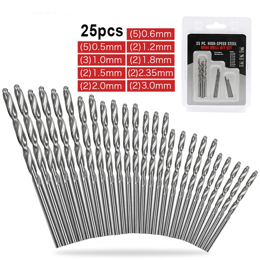 Juego de brocas helicoidales recubiertas de titanio, herramienta de carpintería con cambio de vástago redondo, acero de alta velocidad HSS, 10 piezas/25 piezas, 0,5-3mm