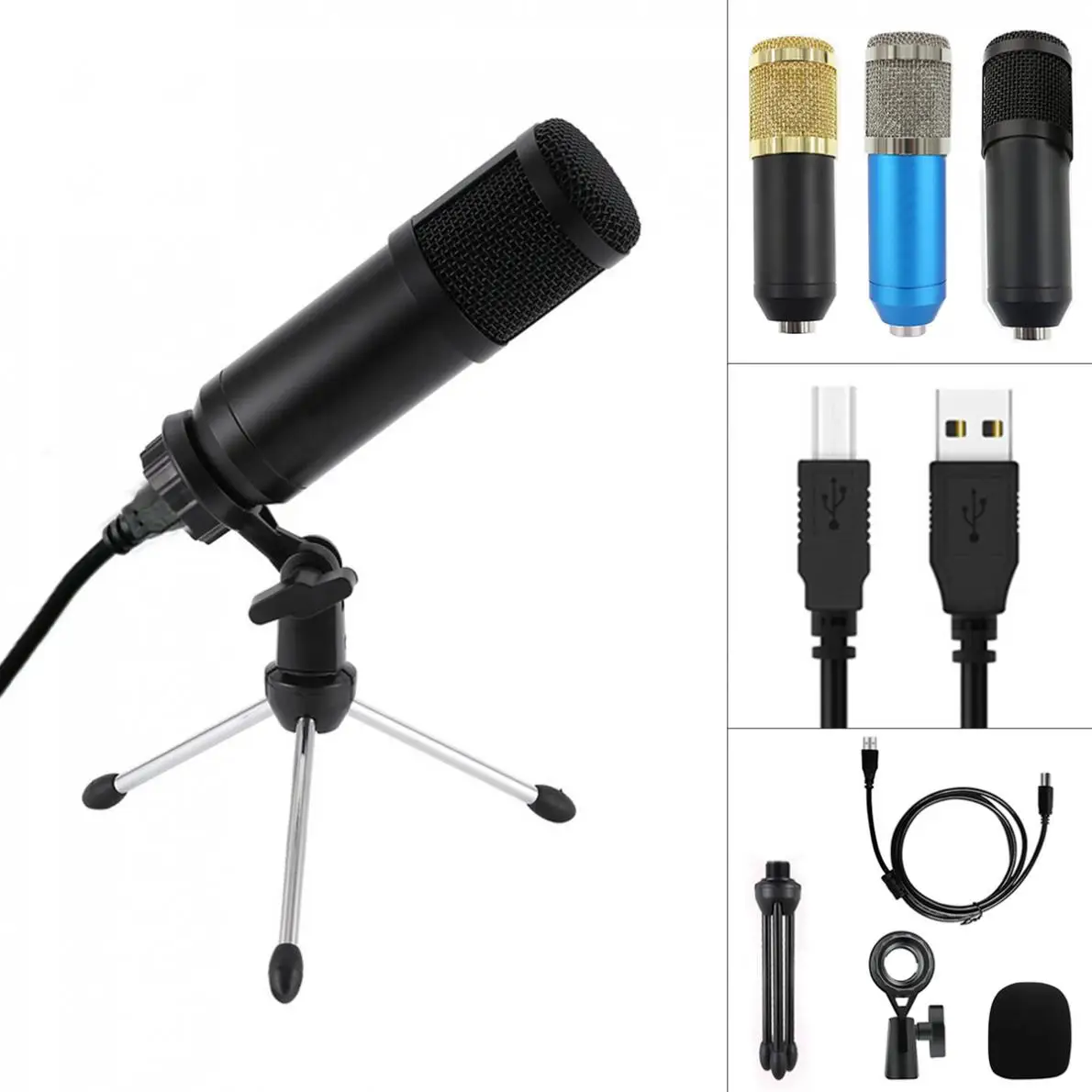 

BM 800 USB Condenser Microphone 192KHz / 24Bit Microphone Kits for Computer Karaoke Microphone for Studio Recording / Live