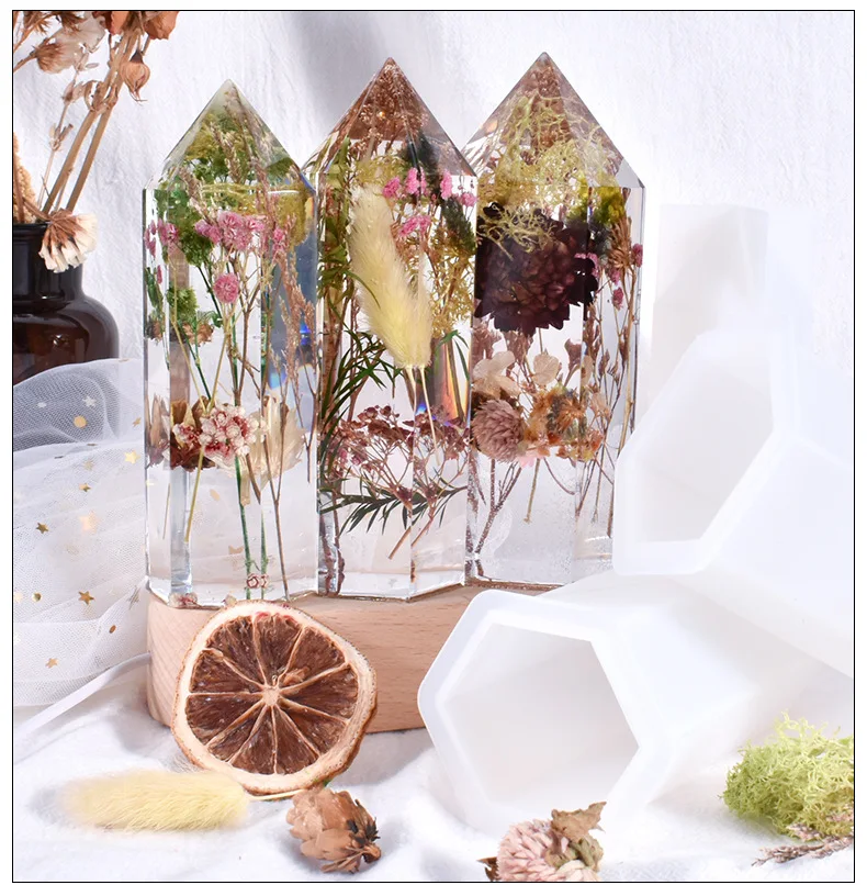 DIY Six-sided Cone Candle Silicone Mold Home Decoration Jewelry Candle Crystal Epoxy Resin Mold