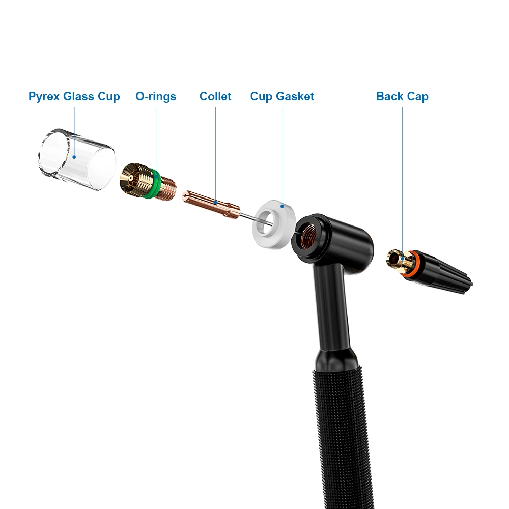 Chalumeau à souder TIG Durable, lentille à gaz #10, Kit de coupelles en verre avec joints toriques, Kit de buse de pince pour chalumeau à souder WP-17 WP18 WP26 10 pièces