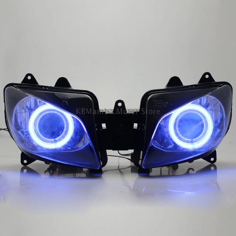 Motorcycle Custom Headlight HID Assembly Blue Projector Eye Angel For Yamaha YZF-R1  1998-1999 Projector Conversion Headlamp