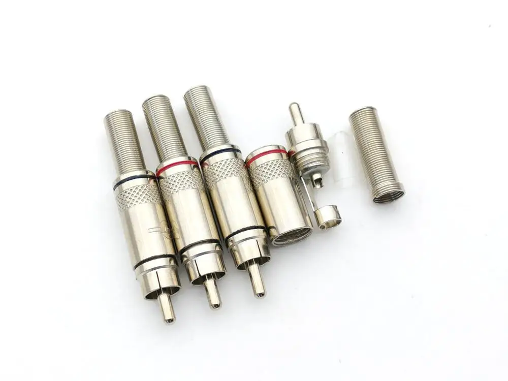 4pcs RCA Audio Adapter brass RCA Male Plug with Spring  Solder connector