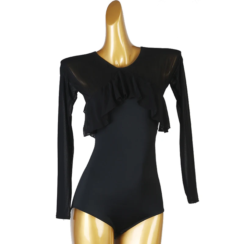 Bodysuit collant para vestidos de dança de salão valsa tango playsuit flamenco wear traje personalizar preto macacão d1100 corpo