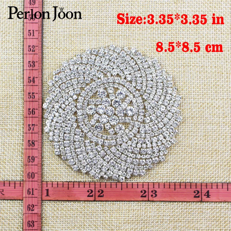 3.35 inch DIY Rhinestone Patches round flower Crystal applique decoration Hot-fix the clothes Accessories TJ 036