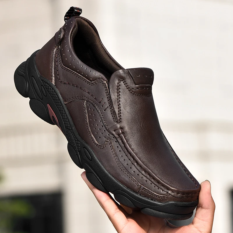 

Men Leather Shoes Good Quality Hand Driving Shoes For Men Slip-On Shoes Soft Sole Men Casual Shoes Big Size 48