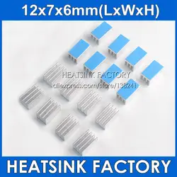 12x7x6mm Mini Aluminum Cooling Heat Sink Heatsink Heatsinks Cooler Radiator With Thermal Double Sided Heat Transfer Tape Pad