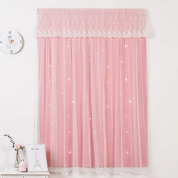 Cortina opaca con correa mágica, cortina de ventana transparente con recorte de estrellas sin perforaciones para sala de estar, dormitorio, TJ1620-2 fácil de instalar