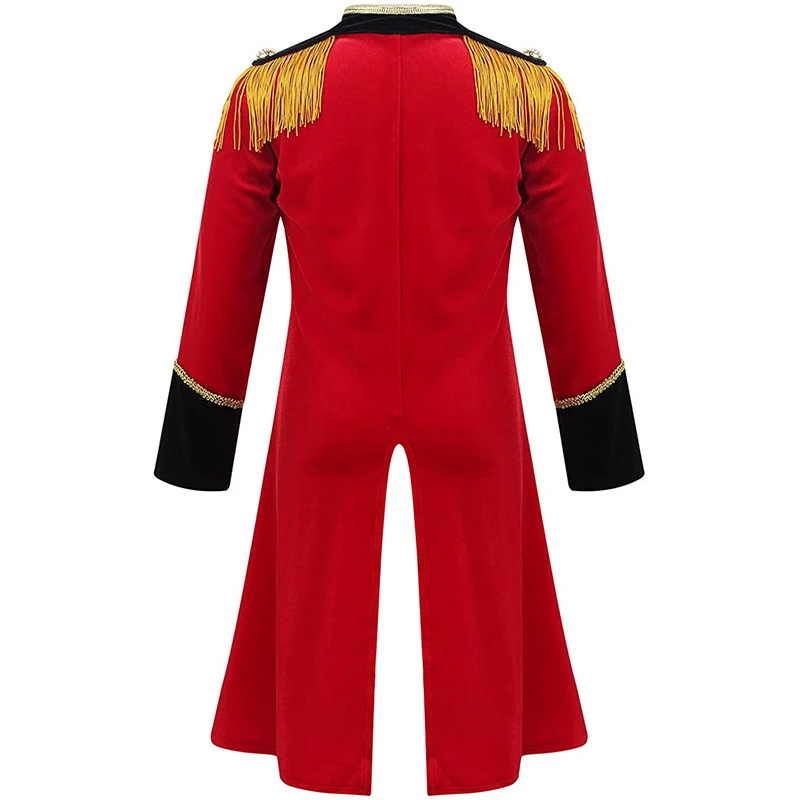 Adult Men Medieval Costume Jacket Stage Performance Uniform Coat Halloween Victorian Cosplay Showman Ringmaster Circus Dancewear