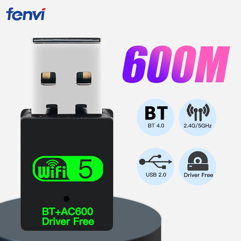 Fenvi USB WiFi Bluetooth Adapter 600Mbps 2.4G 5GHz Wi-Fi Antenna Dual Band 802.11ac Mini Wireless Computer Network Card Receiver