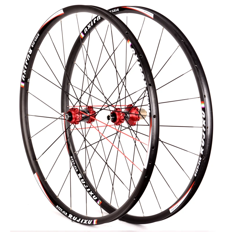 

RUJIXU дорожные колеса mtb 26 27,5, 29er 700c колесо с осью f15, * 100, r12 * 142 мм, дисковый тормоз 24 Отверстия, пескоструйная машина