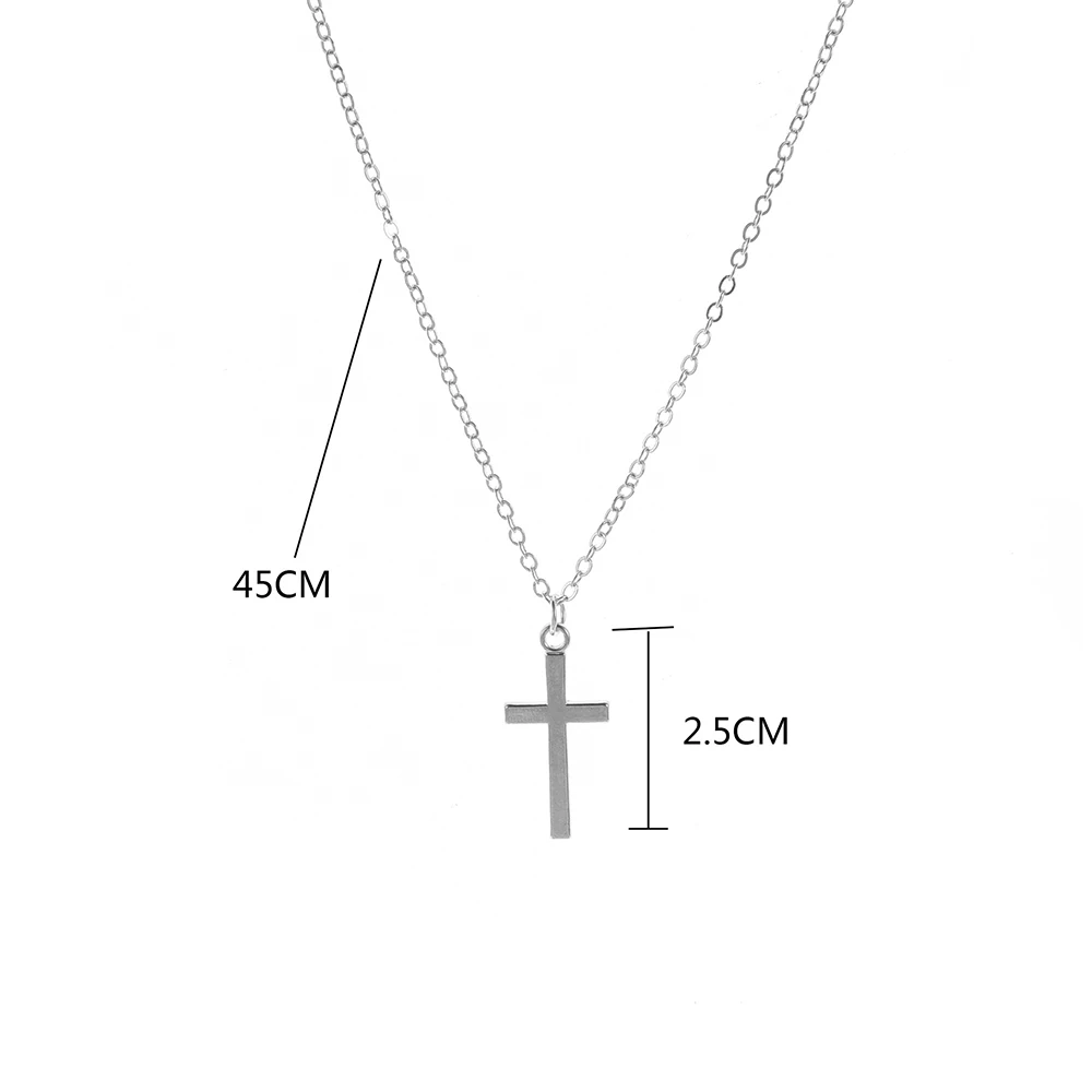 Simple Cross Pendant Necklace For Women Men Simple European Metal Jewelry Gold Color Chain Choker Collares