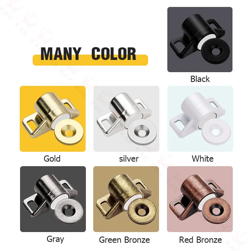 KAK خزانة مغناطيسية فضية تلتقط بابًا قويًا أقربًا، باب مغناطيسي خالٍ من اللكمات، مزلاج مغناطيسي قوي للغاية للدرج #2