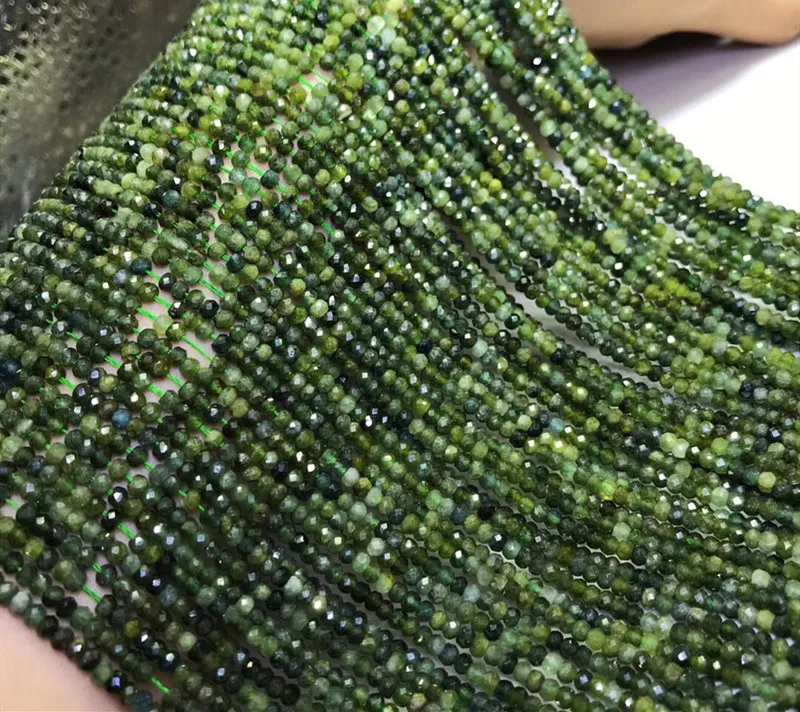 

loose beads green Tourmaline round /roundel faceted 3mm nature for making jewelry necklace 38cm FPPJ wholesale