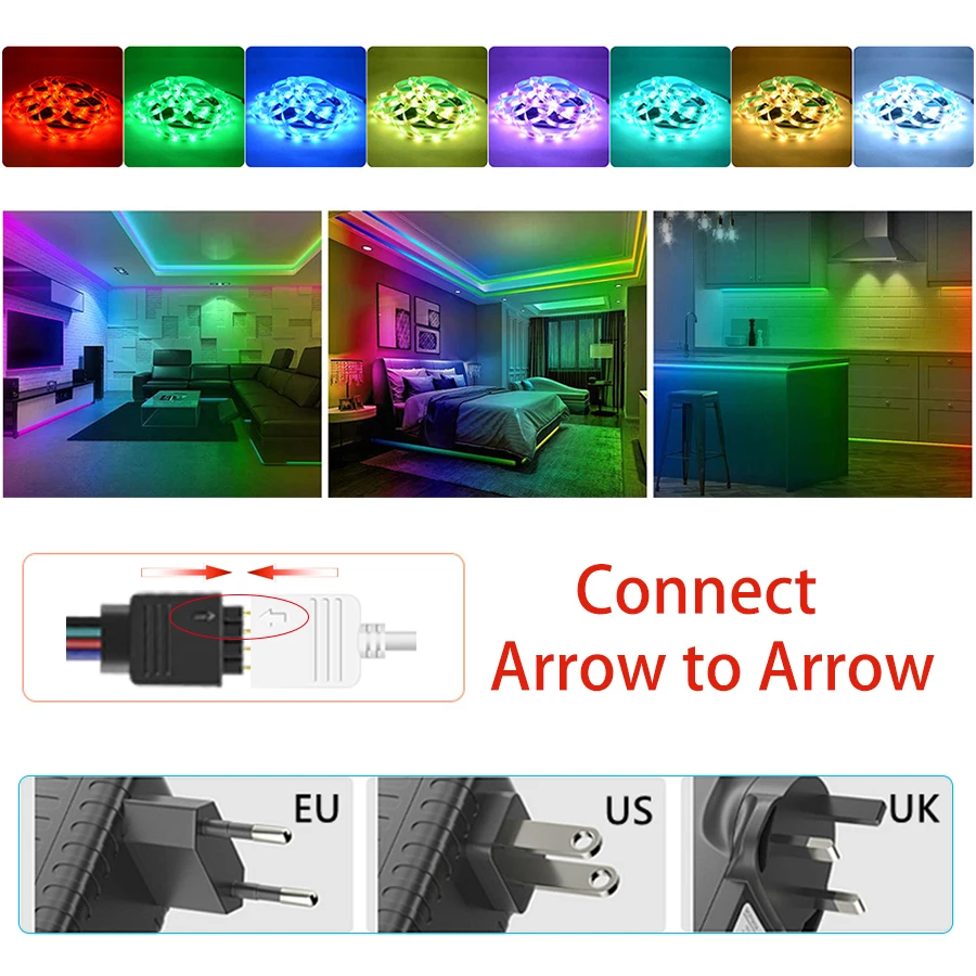 WiFi RGB LED Strip Lights 12V 5M 20M 10M RGB Tape 5050 18LEDs/M Music Sycn Works with TUYA Alexa Flexible Strip for Decoration