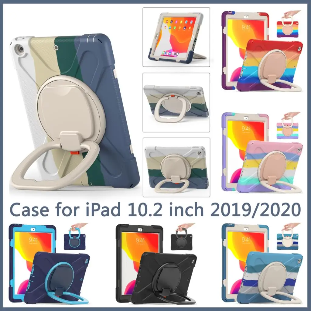 

Case for iPad 10.2 inch 2019 2020 A2197 A2270 Rotating portable bracket cover，2021 new anti-fall safety child protective shell