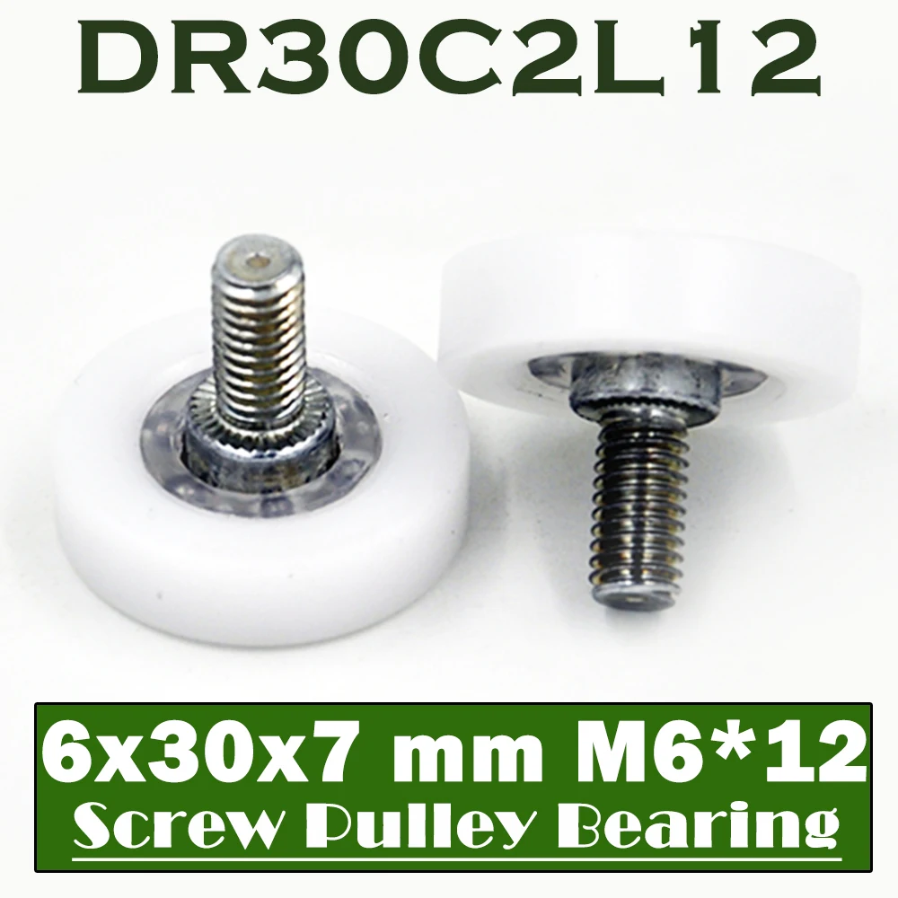 

DR30C2L12 Screw Pulley Bearing 6*30*7 mm ( 2 PCS ) Doors and Windows Roller Mute Wheel POM 636 M6*12 Plastic Covered Bearings