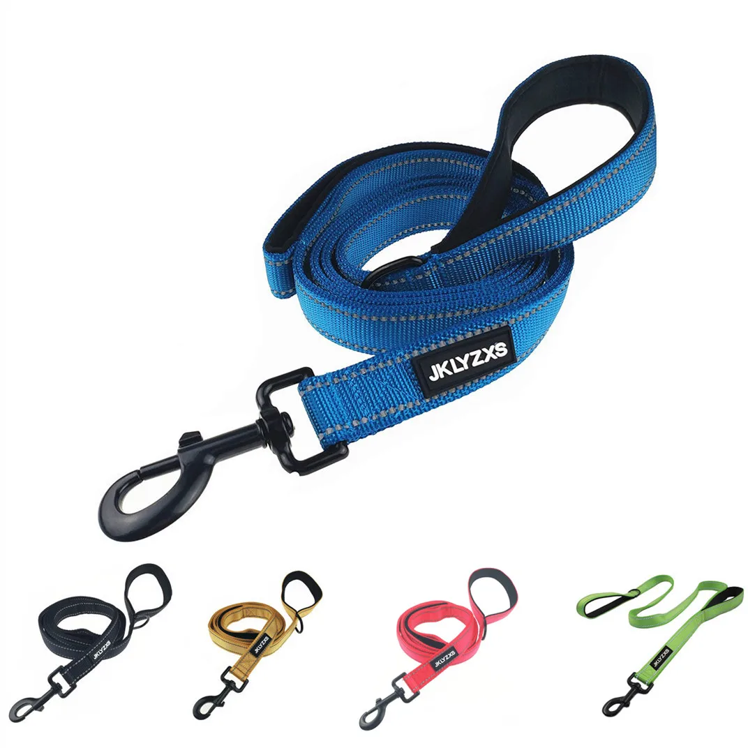 Double-layer Reflective Practical Leash Soft and Thick Padded Double Handles Lead for Medium Large Dog