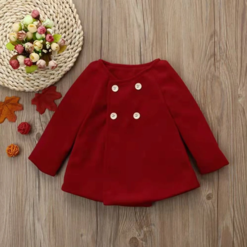 0-3 Years Baby Girl Clothes Fashion Korean Version Solid Color Button Girls Coat Spring Autumn Long Cardigan Toddler Kids Jacket