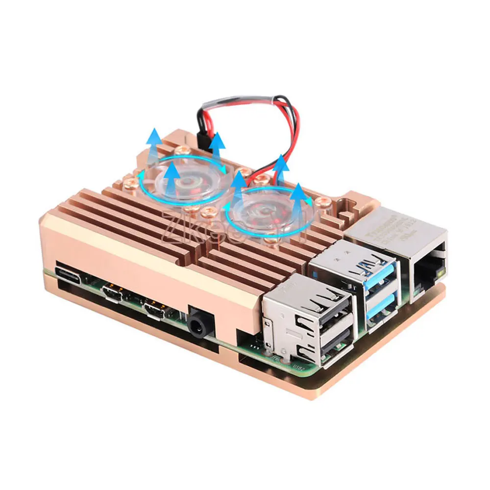 Aluminium Case Legering Armor Met Cooling Heatsink Dual Fan Voor Raspberry Pi 4 Model B