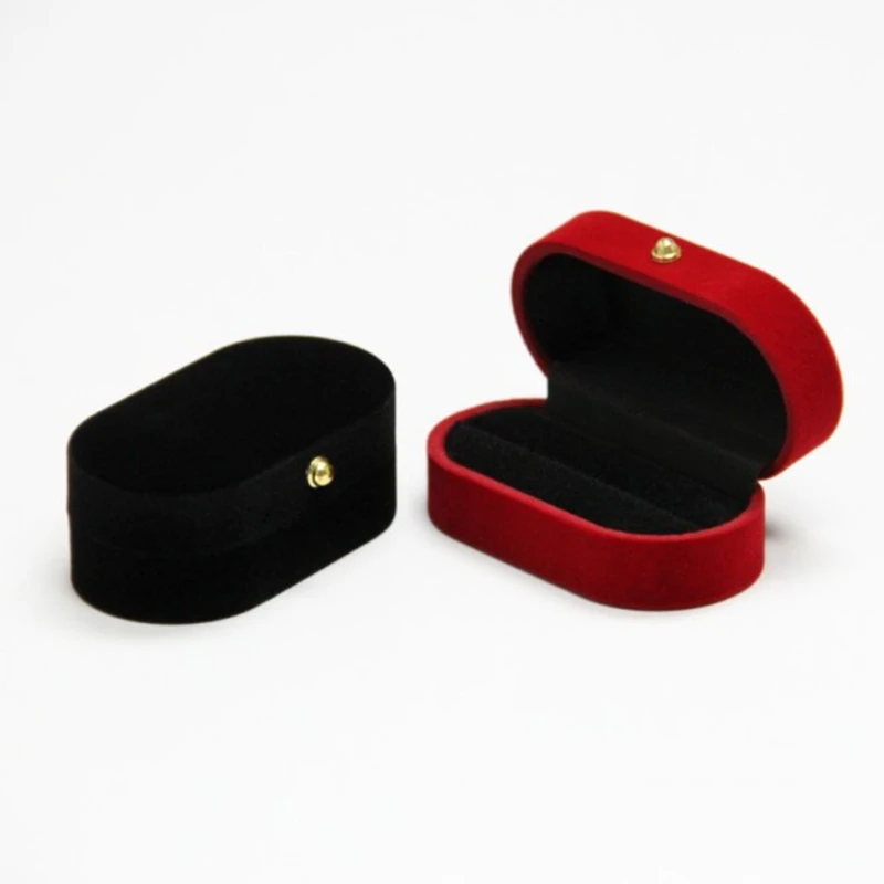 

Portable Double Rings Box Display Jewelry Holder Wedding Engagement Ring Case