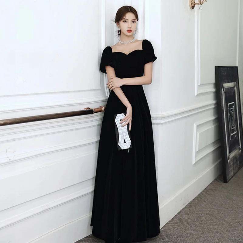 Women Semi-Formal Dress Sweetheart Mono Elegant Party Gowns Floor-Length Straight Cap Sleeve Chiffion Simple Bar Mitzvah Dress