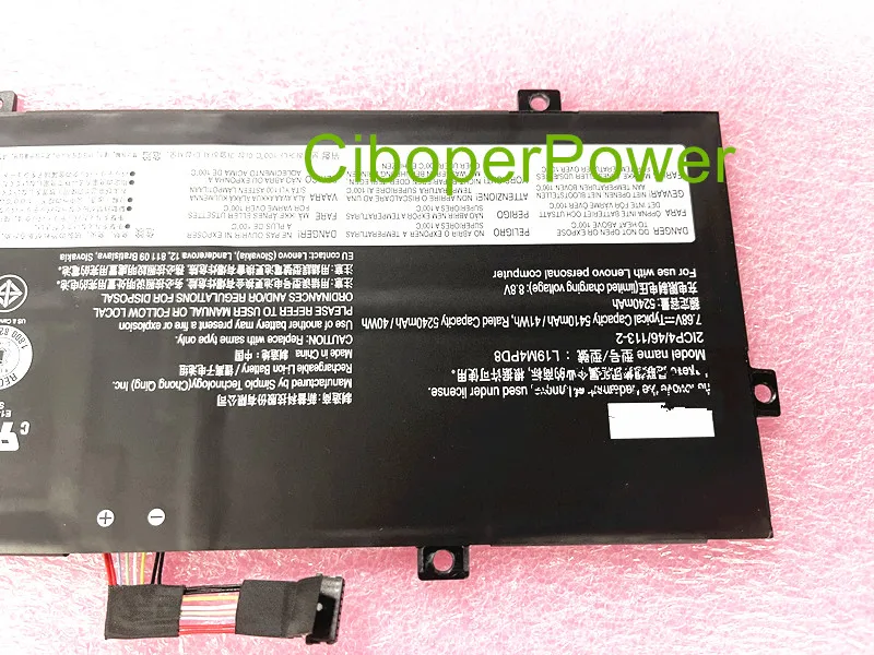 7.68V L19C4PD8 Battery For L19M4PD8 SB10X87837 SB10X87838 5B10X87839 Laptop Battery 41Wh