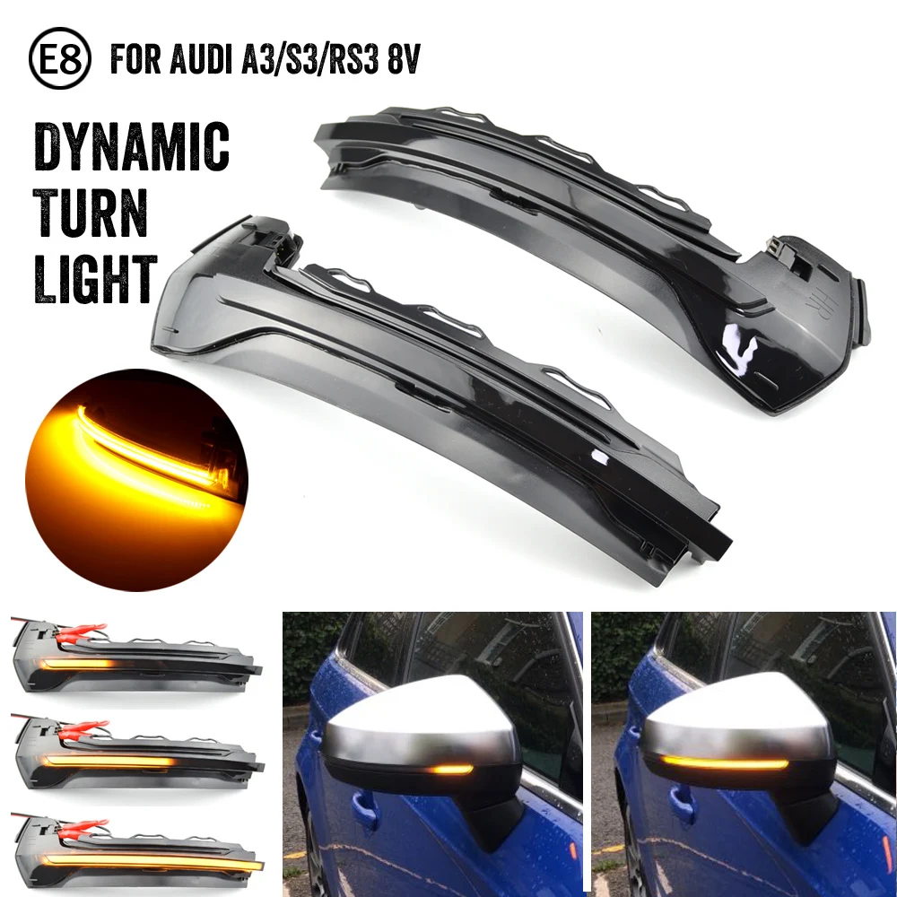 

For Audi A3 8V S3 RS3 2013 2014 2015 2016 2017 2018 2019 2020 LED Dynamic Turn Signal Light Flowing Water Blinker Flashing Light