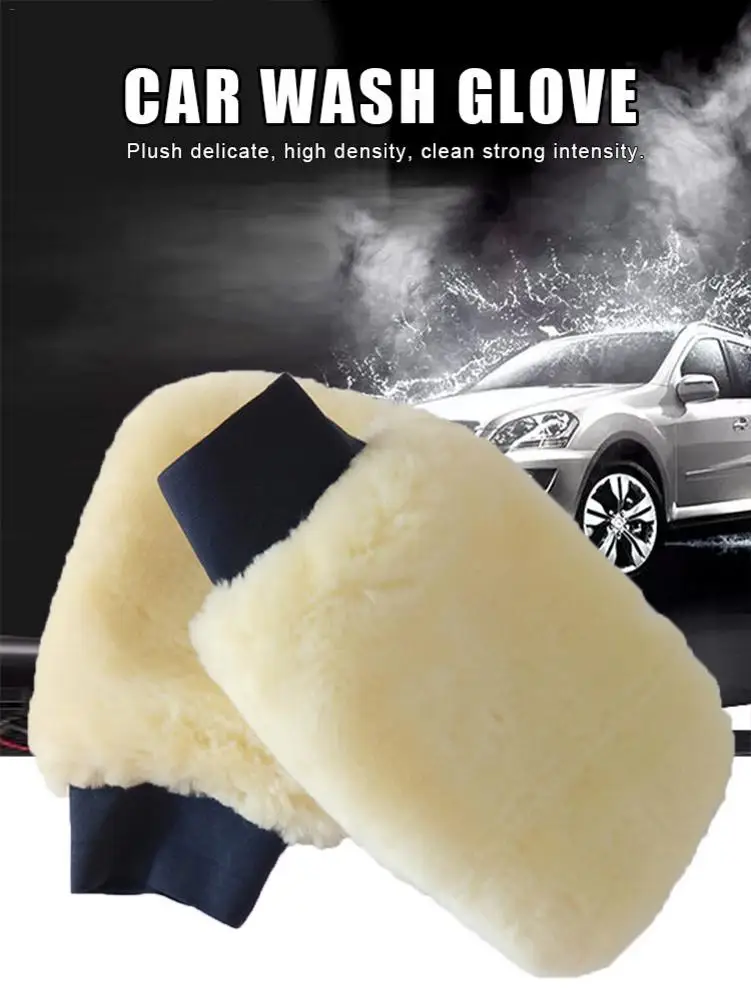 Car Washing Gloves Cleaning Brush Microfiber Plush Auto Brush Cleaner Waxed Gloves Car Detailing Soft Double-faced Wash Mitten