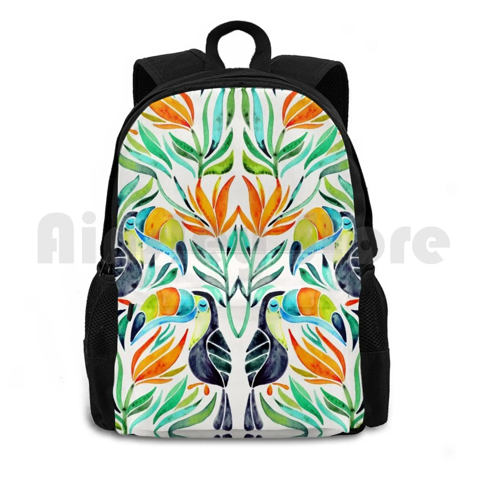 Tropical Toucans Outdoor Hiking Backpack Riding Climbing Sports Bag Tropical Toucans Tropical Toucan Toucans Birds Bird Of