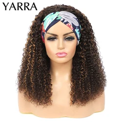 Brazilian Kinky Curly Headband Wig Human Hair Highlights 4/27 Brown Headband Human Hair Wigs Colored Remy Brazilian Hair Yarra
