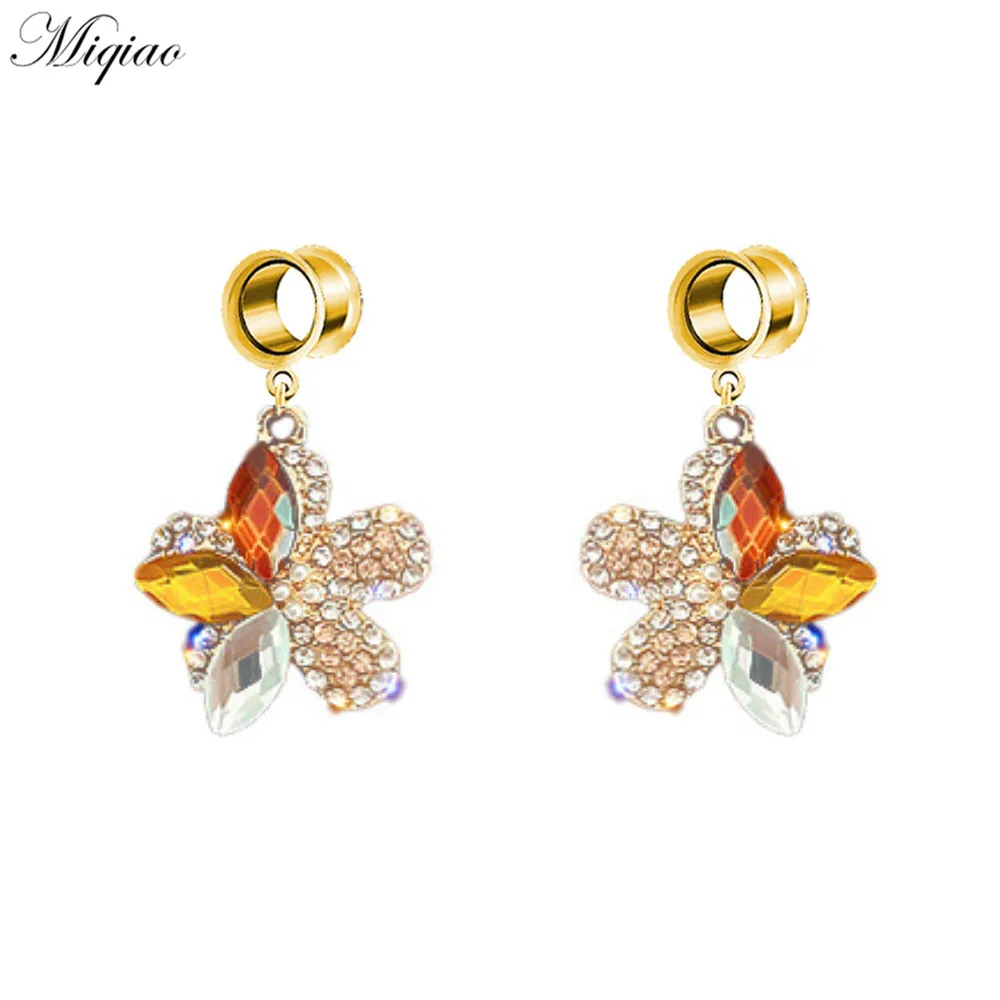 Miqiao 2pcs Trend All-match Asymmetric Love Bowknot Pendant Ear Expansion Body Piercing Jewelry