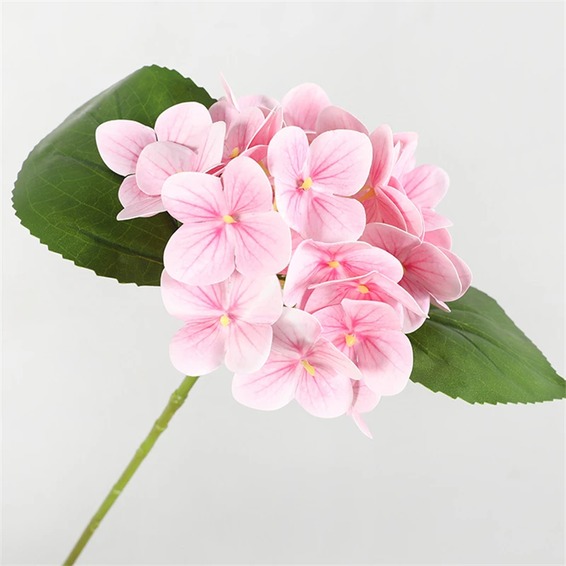 3D Hydrangea with leaves silk artificial flowers for home wedding decor ornaments fake plants flores