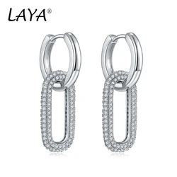 LAYA 925 Sterling Silver Fashion Long Dangle Chain Earrings For Women's Parties Shining Zirconi Grand Gift Luxury Jewelry