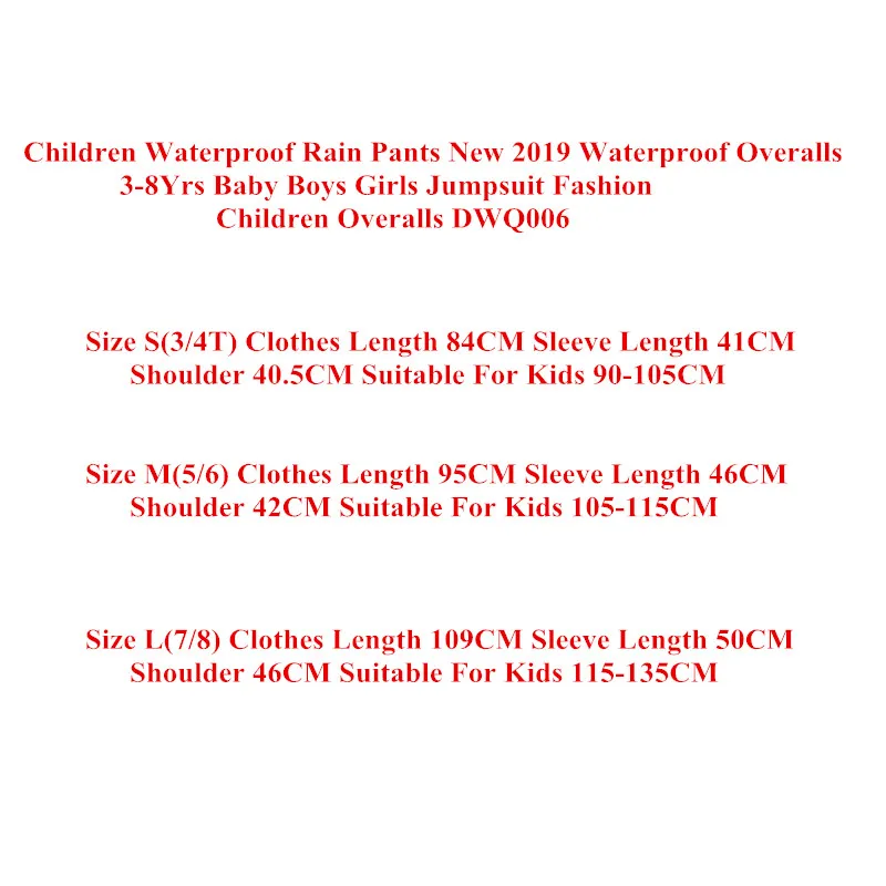 Children Rain Pants 3D Cartoon Toddler Raincoat For Baby Boy Girl 2-10 Years Wear Kids Waterproof Jumpsuit Rainwear Dwq006