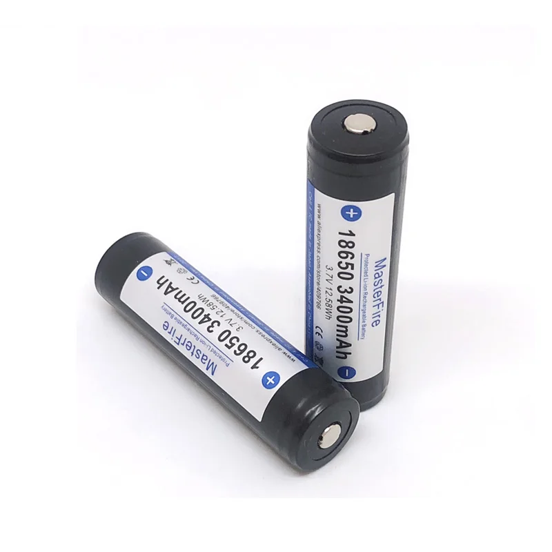 

2pcs/lot New Original MasterFire Protected 18650 3.7V 3400mAh Rechargeable Battery Lithium Batteries Cell with PCB Made in Japan