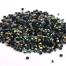 Jet Black AB 2mm,3mm,4mm Nail Art Resin Jelly Rhinestone Round Flatback per accessori per Nail Art fai-da-te