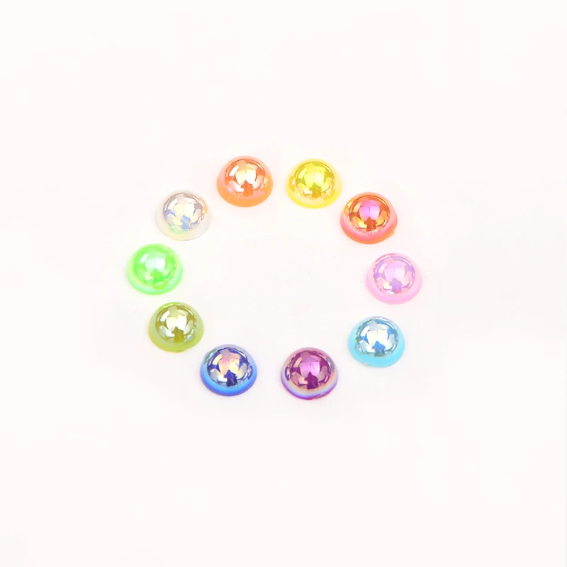 JUNAO 6 8 10 12mm Mix Color Half Round Pearl Beads AB Rhinestone Pearl Applique Flatback Scrapbook Beads for DIY Garment Jewelry