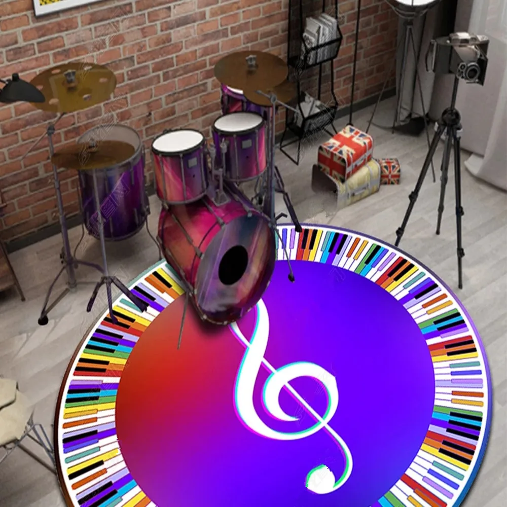 New Round Carpet Music Symbol Piano Key Multicolor Carpet Home Decoration Mats Kids Play Rug Child Room Computer Chair Area Rugs