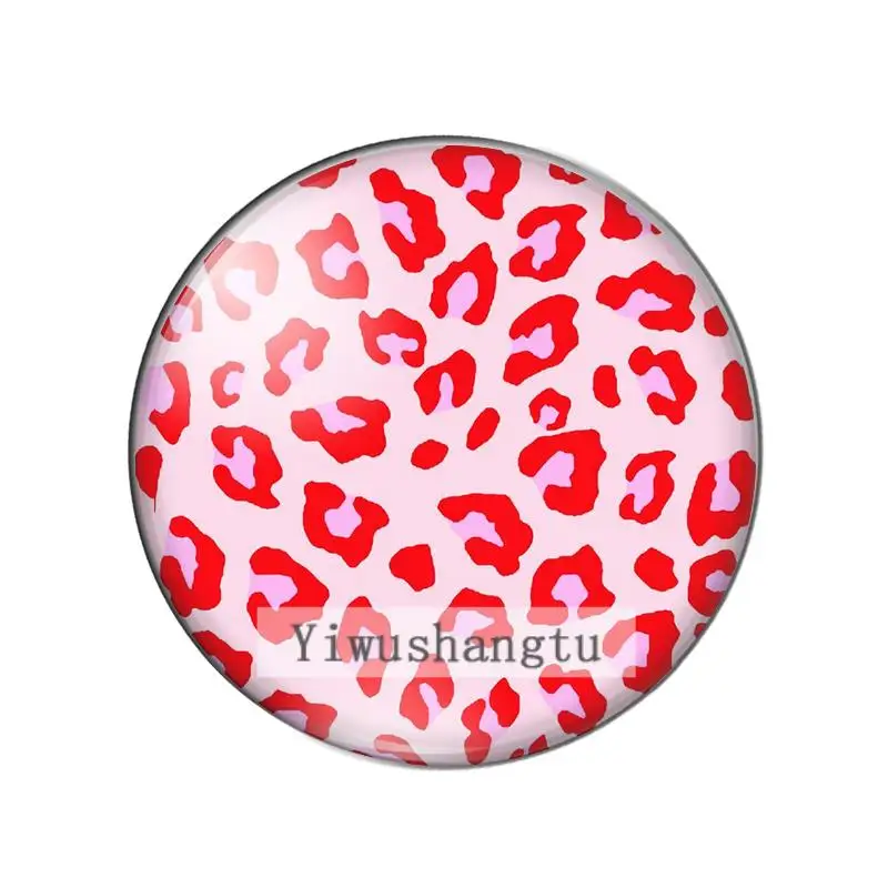 New Fashion leopard print camouflage 8mm/10mm/12mm/18mm/20mm Round photo glass cabochon demo flat back Making findings ZB0543