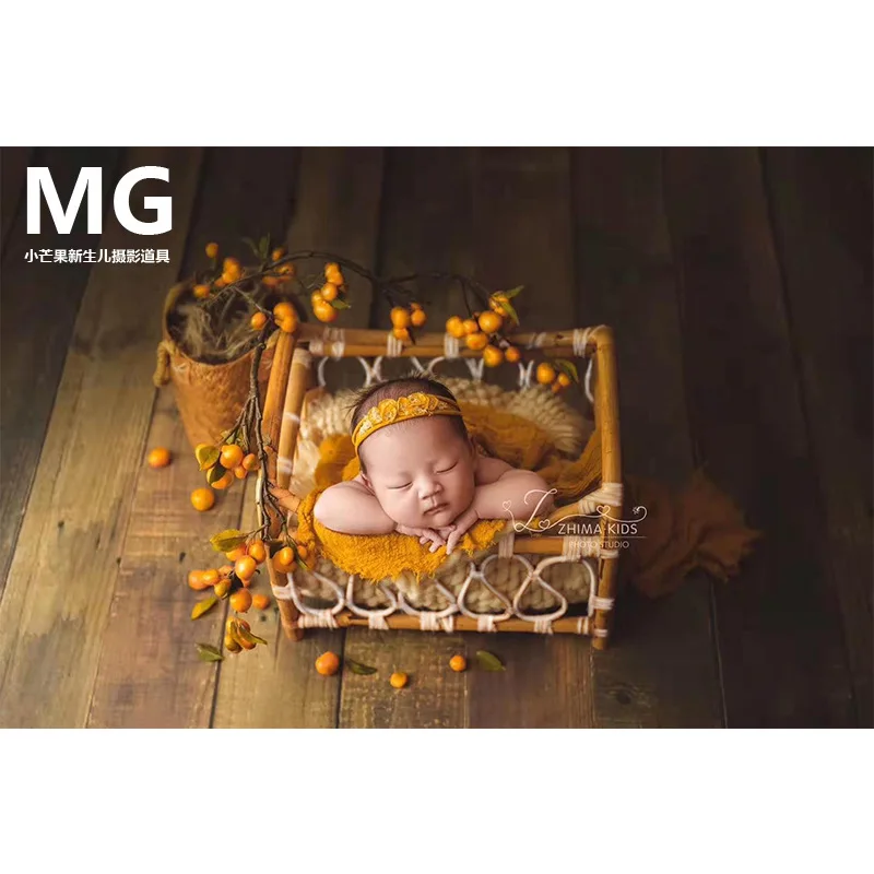 Neugeborenen Fotografie Requisiten Retro Woven Rattan Korb Baby Foto Schießen Container Rahmen Foto Studio Baby Vollmond Foto