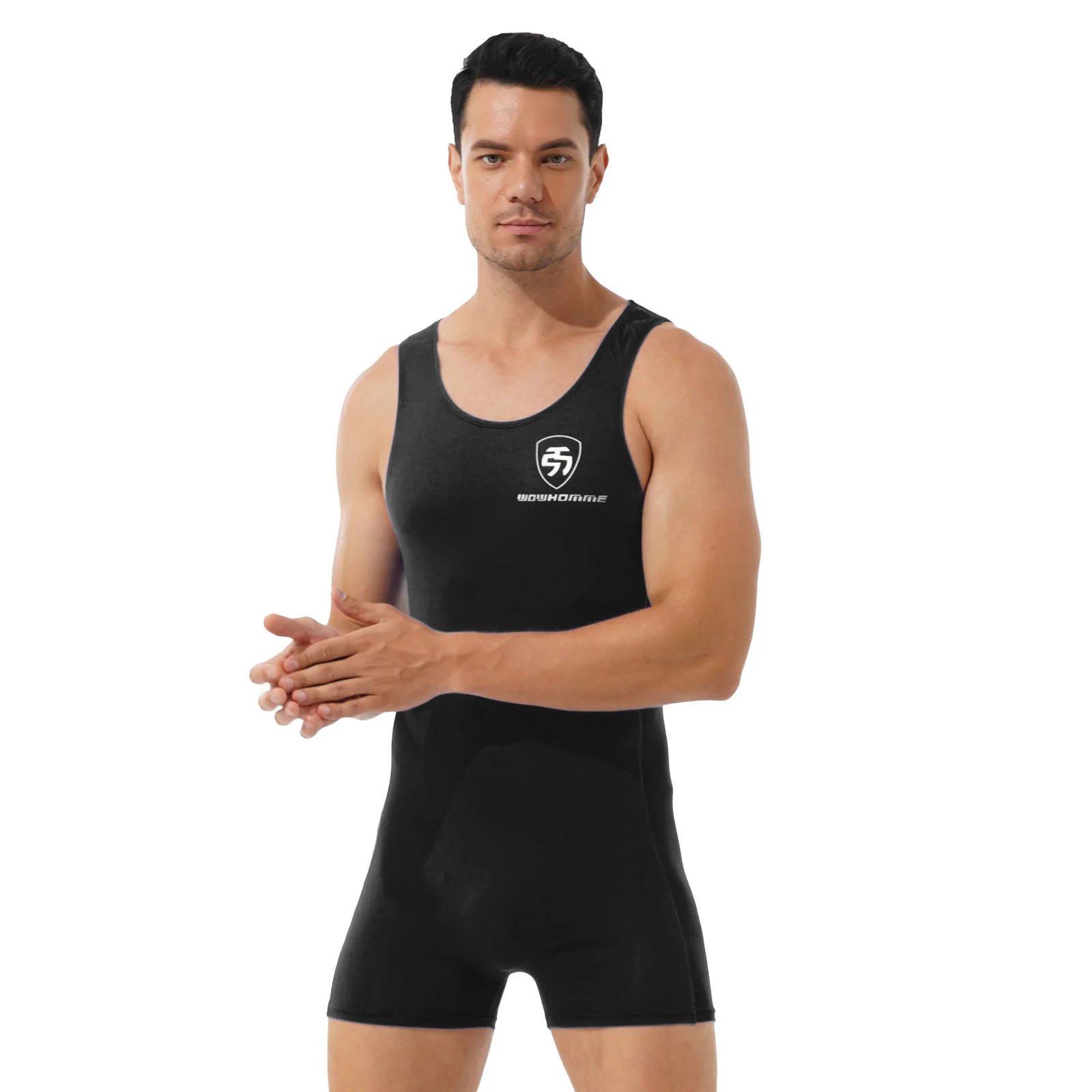 Men Sleeveless Workout Sport Bodysuit Athletic Wrestling Boxers Jumpsuit Leotard Singlet Compression Rompers Fitness Nightwear