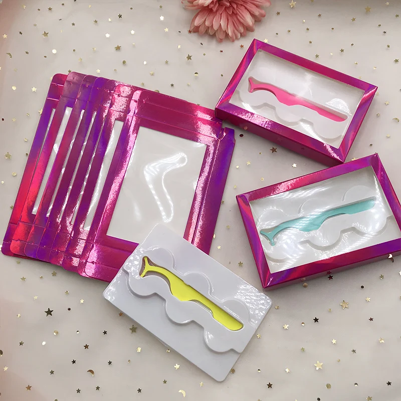 3 pairs holographic box fit different lashes hot selling box white trays 50pcs per lot